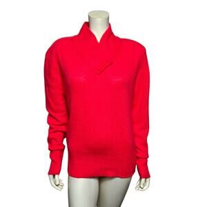 Christie Jill Red Lambswool Angora Mock Neck Sweater Large Button